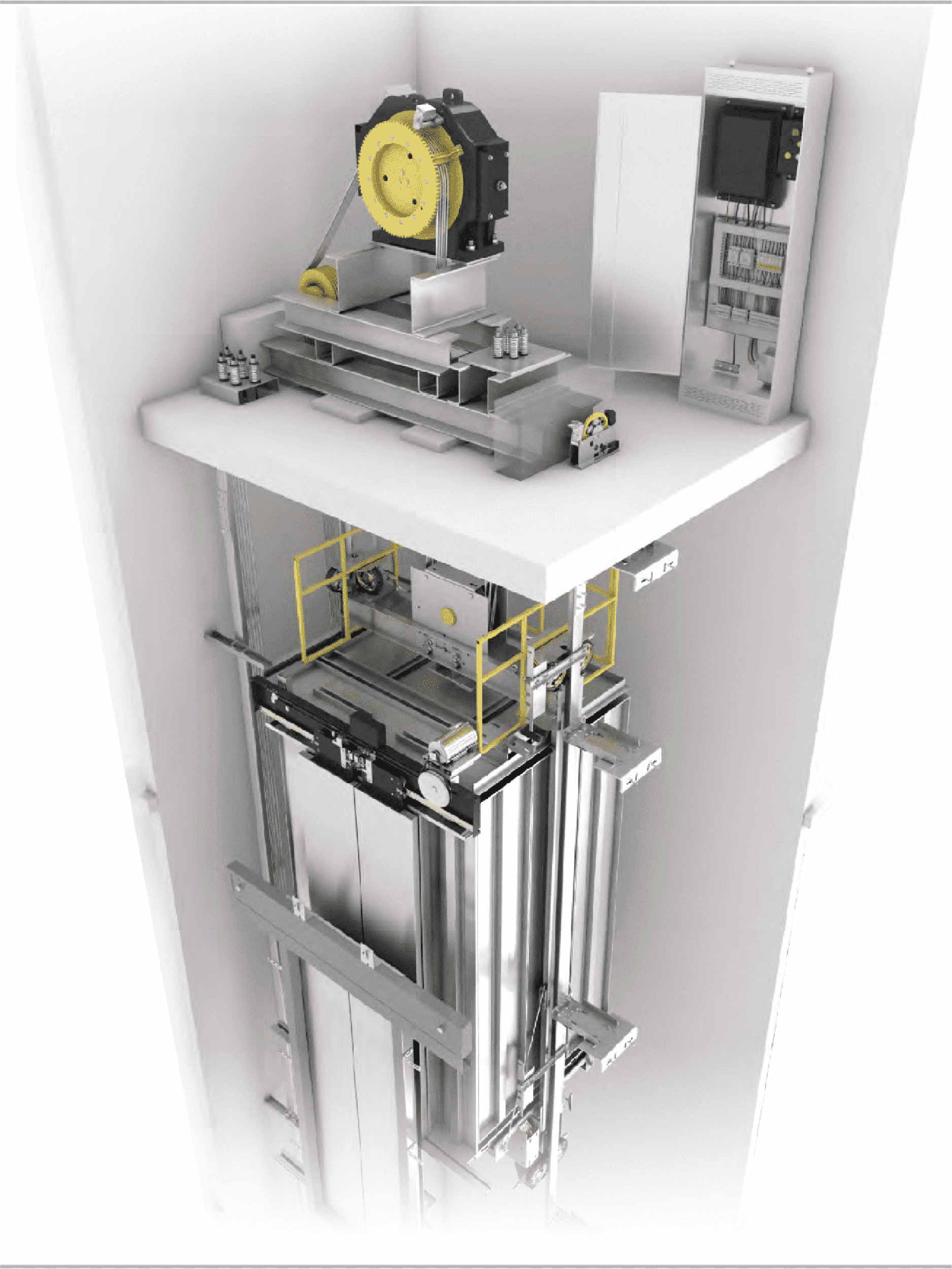 مصعد بغرفة ماكينة